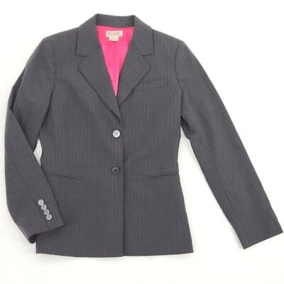 Blazer Michael Kors Mujer Talla 4 Gris y Rosa Rayas Sencillo Pecho Foto 1 de 4