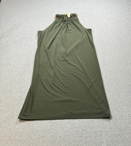 Abito donna Michael Kors XS senza maniche verde oliva zip schiena casual core
