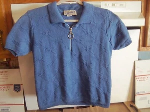 Donna - Maglione Sasson 1/2 zip manica corta blu ardesia - Large - Foto 1 di 9