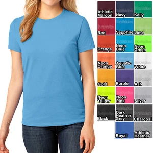 Womens Plain Basic Crew Neck T-Shirt Ladies Feminine Fit Top Plus Size 2X 3X 4X - Picture 1 of 17