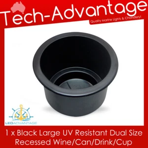 Black Boat Caravan Recessed Twin Dual Size Wine Bottle Cup Drink Holder Drain - Picture 1 of 6