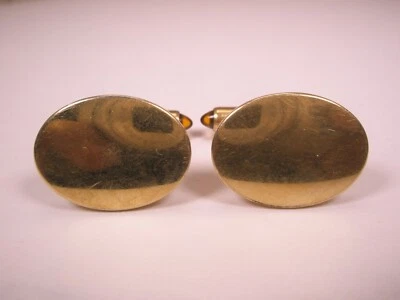 Engrave Ready Gold Plated Quality Vintage KREMENTZ Cuff Links simple plain - Image 1 of 4