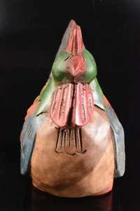U521: Japanese Wooden BIRD STATUE sculpture Ornament Figurines Lucky charm - Picture 1 of 8