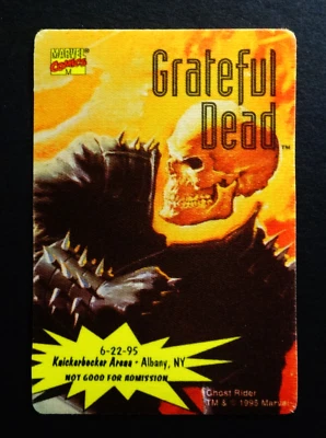 Grateful Dead Backstage Pass Albany NY 6/22/95 6/22/1995 Ghost Rider Marvel GD - Image 1 of 4