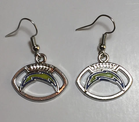 New Los Angeles Chargers Football Shape Fish Hook Earrings, Gift for Her Mom Cover
