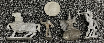 Ral Partha Pewter Figures AD&D Lot of 4 Warrior With AX Horse etc 1970's - Image 1 of 4