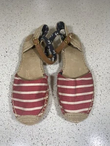 Sperry Top-Sider flache maritime Damenschuhe 6 M Obermaterial Stoff rote Streifen Sandalen - Bild 1 von 3