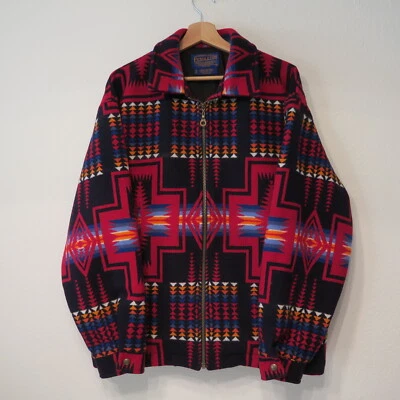 RARE VINTAGE PENDLETON  Navy Red Geometric Jacket L USA Made Native southwest - Image 1 of 4