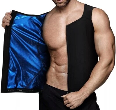 Mens Sweat Sauna Vest Heat Trapping Sweat Waist Trainer Gym Compression Vest - Image 1 of 4