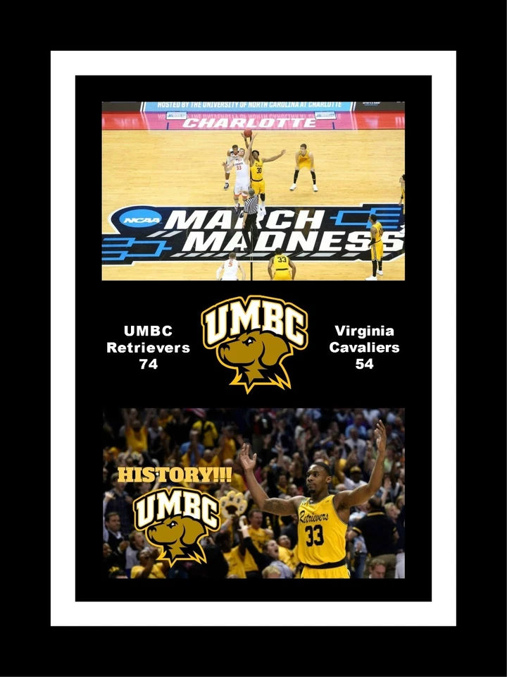 UMBC RETRIEVERS UPSETS VIRGINIA CAVALIERS MATTED SINGLE PIC OPENING TIP@ CELEBRA - Image 1 of 1