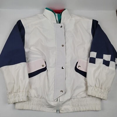 Chaqueta de esquí vintage London Fog para hombre abrigo grande forrado cremallera completa a presión blanca Foto 1 de 4