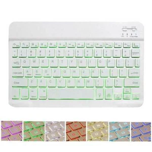 10" Ultra-thin 7 Colors Backlit Light Wireless Backlit Rechargeable Keyboard AU - Picture 1 of 4