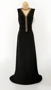 Dress Laura Ashley Black Long Embellished Size 12 Party Wedding - Picture 1 of 12