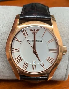 Emporio Armani Rose Gold Brown Leather Men's Watch AR9030M - Picture 1 of 1
