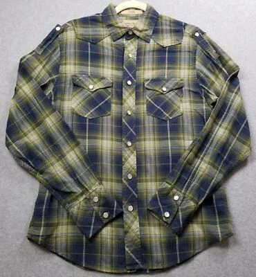 Sonoma Button Up Shirt Men’s Small S Blue Green Plaid Long Sleeve Western Cowboy - Image 1 of 4