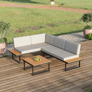 4 Seater Outdoor Garden Furniture Patio Set Corner Sofa Coffee Table w/ Cushions - Picture 1 of 8