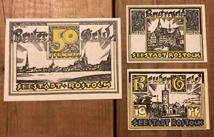 ROSTOCK 1922 Notgeld Reutergeld 50 PF, 25 PF, 10 PF - Bild 1 von 2
