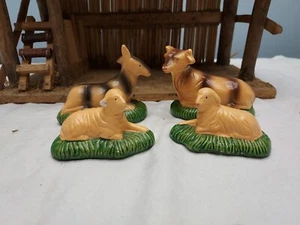 Conjunto de figuras estables vintage de animales de Navidad burro vaca oveja - Imagen 1 de 11