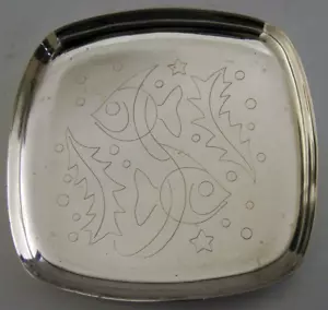 A E JONES SOLID STERLING SILVER FISH DISH 1960 GEOFFREY BELLAMY DESIGNED - Picture 1 of 8