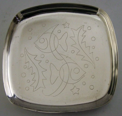A E JONES SOLID STERLING SILVER FISH DISH 1960 GEOFFREY BELLAMY DESIGNED - Изображение 1 из 4