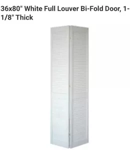 NEW 36 x 80" White Full Louver Bi-Fold Door, 1-1/8" Thick - Picture 1 of 1