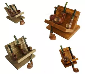 Espositore portapipe in legno inclinato 3 e 5 posti tonalità noce ciliegio pipa - Picture 1 of 5