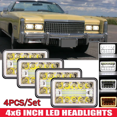 4PCS 4x6" LED Headlights Hi-Lo Beam For Cadillac Eldorado 1975-1985 Ford Mustang - Image 1 of 4