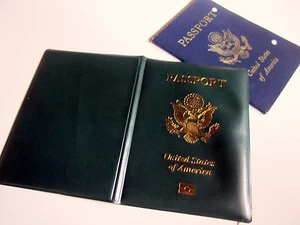USA Passport Holder Vinyl Cover size 3.5" X 5" dark green gold seal printed - Picture 1 of 5