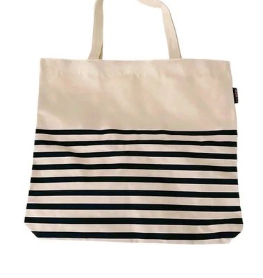 Bolso de Mano J Crew de Lona a Rayas Marfil con Rayas Azul Marino Nuevo en Plástico Foto 1 de 4