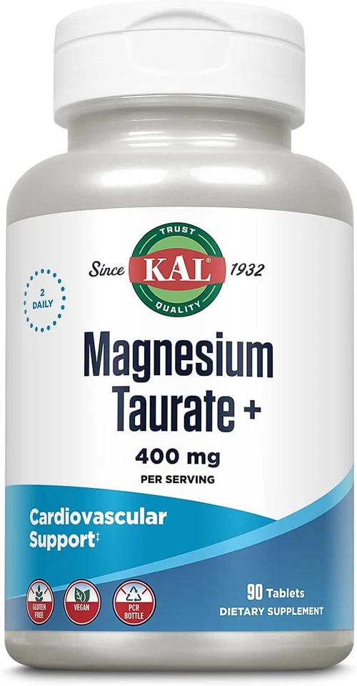 KAL Magnesium Taurate+ 400mg with Coenzyme B-6 Tablets - 90 Count
