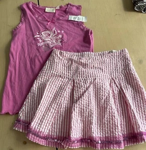 NWT The Childrens Place Sequin Girls Pink Skirt Outfit Set 7/8 Shirt 7 Skirt - Picture 1 of 3