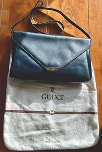 Gucci busta blu navy patta borsa a tracolla borsetta tracolla rimovibile e dust bag - Foto 1 di 10