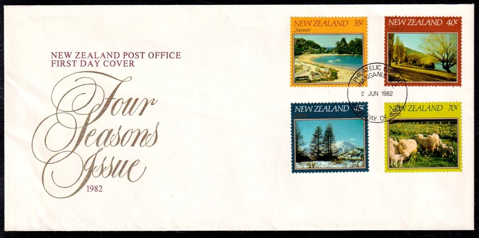 Nueva Zelanda 1982 Temporadas Primer Día Cubierta FDC SC 748-751 Foto 1 de 1