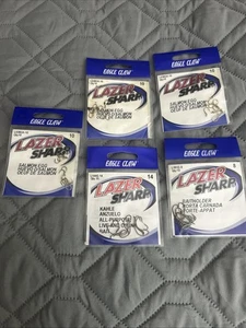 5 Packungen Eagle Claw Lazer scharfe Haken Größe 14, 8 und 10 - Bild 1 von 9