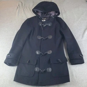 Schott NYC Peacoat Womens Small Wool Hooded Duffel Toggle Button Black Coat - Bild 1 von 8