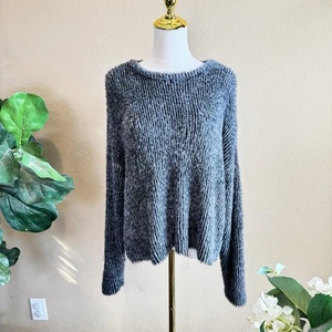 Bella Dahl Slouchy Eyelash Knit Crewneck Sweater Women’s Size M Grey Long Sleeve - Picture 1 of 9