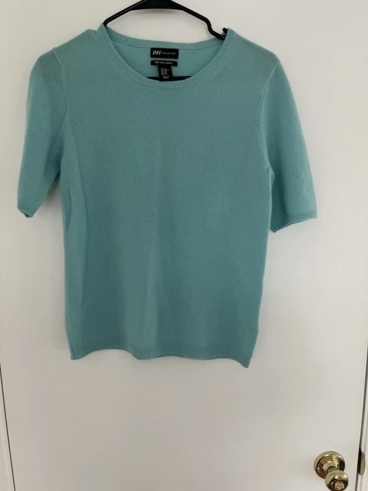 Suéter Jones New York Cashmere Manga Corta Mujer XS Azul Tejido Top Preppy Nuevo con Etiquetas Foto 1 de 4