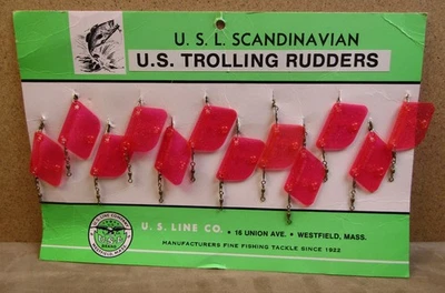 RARO! DE COLECCIÓN US LINE CO LUHR JENSEN SEÑUELO DE PESCA TROLLING TIMONES TABLERO DE EXHIBICIÓN Foto 1 de 4