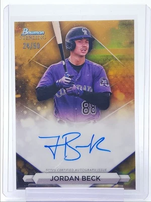 JORDAN BECK 2023 BOWMAN STERLING PROSPECT GOLD REFRACTOR AUTO /50 Q3551 - Image 1 of 2