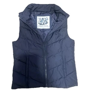 Gilet imbottito trapuntato COLE HAAN donna colletto full zip chevron nuovo senza etichette taglia S blu navy B - Foto 1 di 15