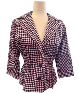 Chaqueta Blazer Joan Rivers De Colección Pata de Gallo Rosa Ligera Carrera Pequeña Mediana - Imagen 1 de 6