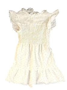 Vintage 70er Jahre Sears Rehbock Mädchen Gr. 8 zierlich Blumen gesmoktes Cottagecore Kleid - Bild 1 von 6