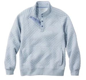 Sudadera Lands End Acolchada Medio Presión Abotonada Talla M Azul Cuello Imitado Nueva - Imagen 1 de 3