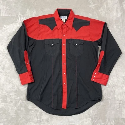 Camisa occidental Rockmount Ranch Wear Pearl Snap para hombre mediana 16,5 años 70 roja negra Foto 1 de 4