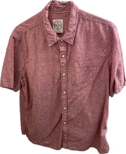 Fat Face Linen Button Up Shirt Xxl Red UK Cotton Outdoors Preppy Casual Mens - Picture 1 of 11