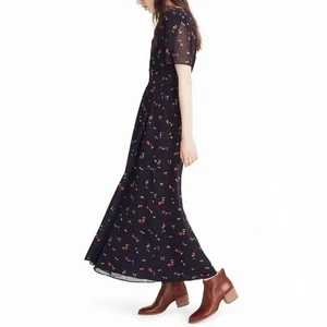 Madewell Maxikleid mit Tulpenärmeln und süßen Blüten im August Wacholderbeere Größe 0 - Bild 1 von 8