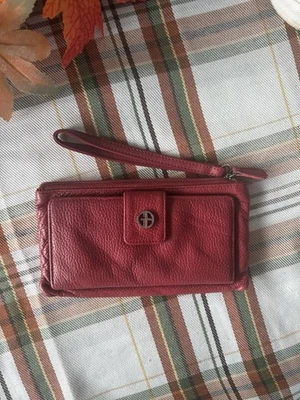 Muñequera clutch vintage de cuero genuino Giani Bernini roja Foto 1 de 4