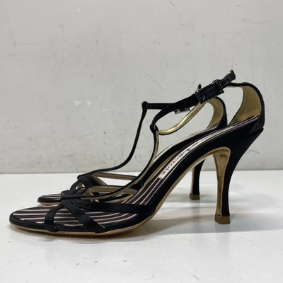 Женские туфли-лодочки Christian Lacroix черные атласные с ремешками размер 5,5 - Изображение 1 из 4