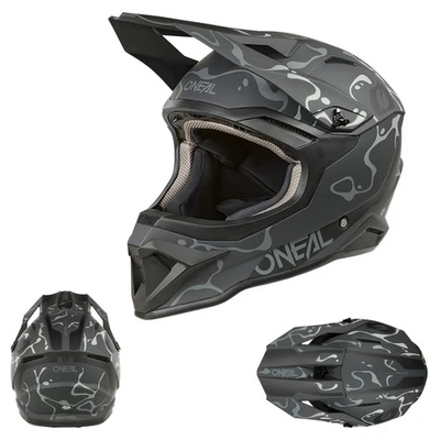 O`NEAL O'Neal 1 SRS Splash schwarz grau MX Helm Crosshelm Motocross Cross Enduro