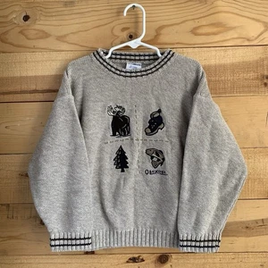 Vintage Y2K Oshkosh Boys M (6/7?) Sweater Knit Cotton Embroidered Animals - Picture 1 of 6